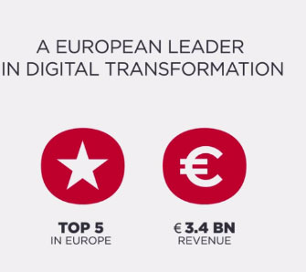 A European leader in digital transformation. Top 5 in Europe. €3.4 Billion revenue.